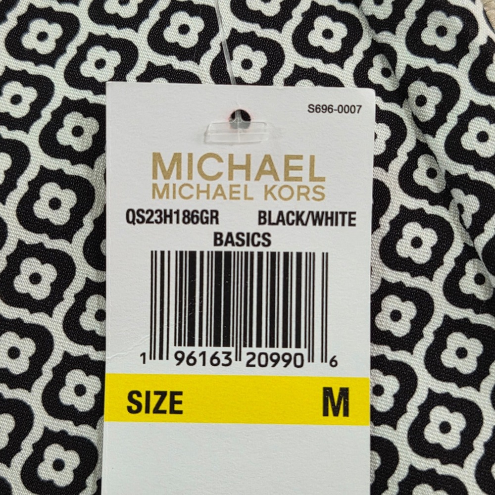 NWT Michael Kors Black White Print Super Skinny Ankle Pull On‎ High-Rise Pants M - Picture 7 of 10